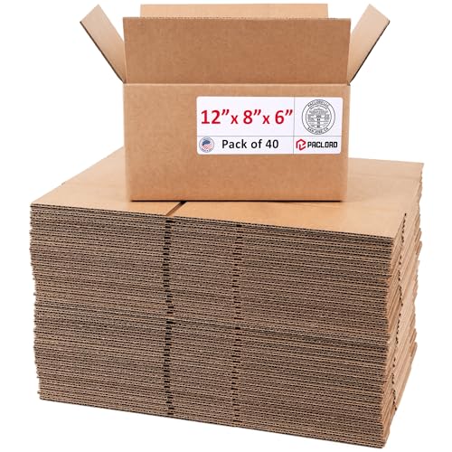 Image of Small Cardboard Boxes 12 inchL x 8 inchW x 6 inchH (Pack of 40) - USA-Made Packing Boxes for Moving, Shipping, or Storage - USPS, UPS, FedEx Approved - Professional Packing Supplies for Moving | USA-Made Packing Boxes for Moving, Shipping, or Storage - USPS, UPS, FedEx Approved - Professional Packing Supplies