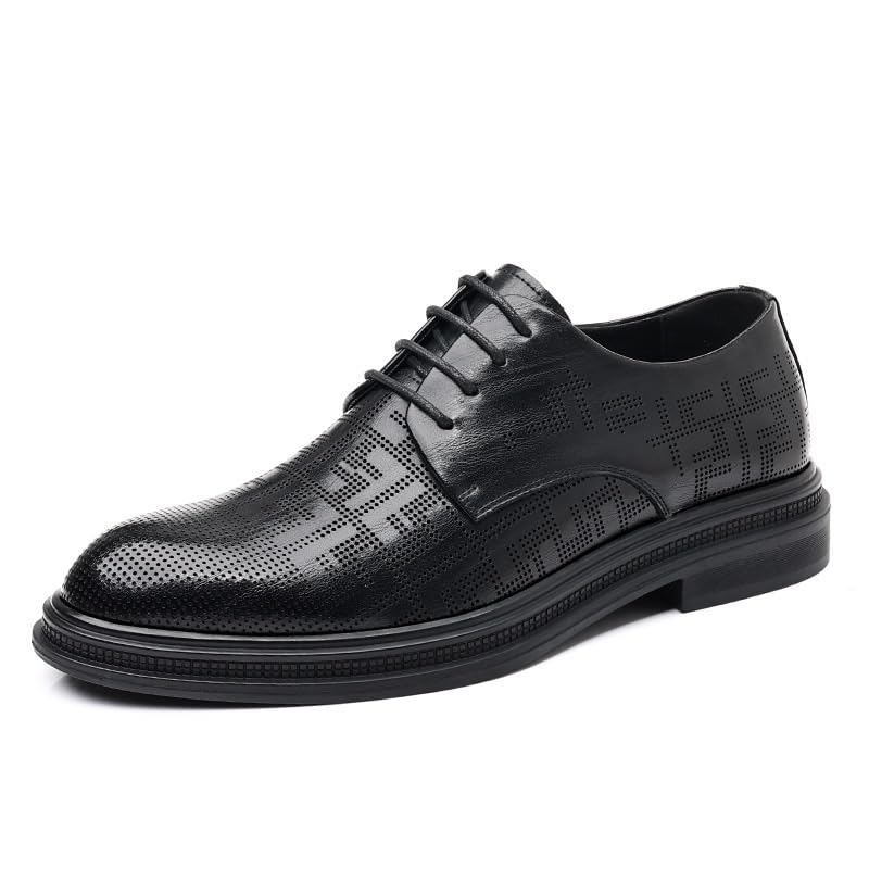 Men's Oxfords Lace Ups Breathable Hollow Round Toe PU Leather Cap Toe Formal Shoes Slip Resistant Low Top Anti-Slip Block Heel Non Slip Business2
