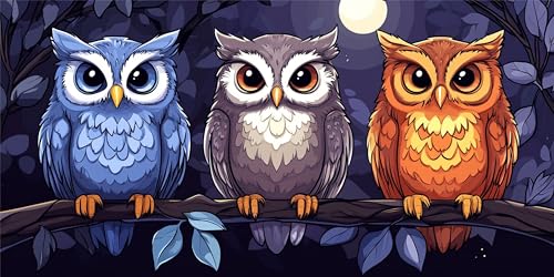 Diamond Painting Kit Completo, DIY Manualidades Adultos, Diamond Painting animal, Punto de Cruz Diamante Art Crafts búho Patrón, Pintura Diamante Embroidery Kit, Home Decoration Hogar 40x80cm Z-878