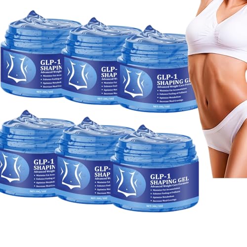 GLP-1 - Gel moldeador corporal para abdomen, cintura y muslos, gel adelgazante natural para mujeres y hombres, crema anticelulitis ligera no grasa (6 unidades)