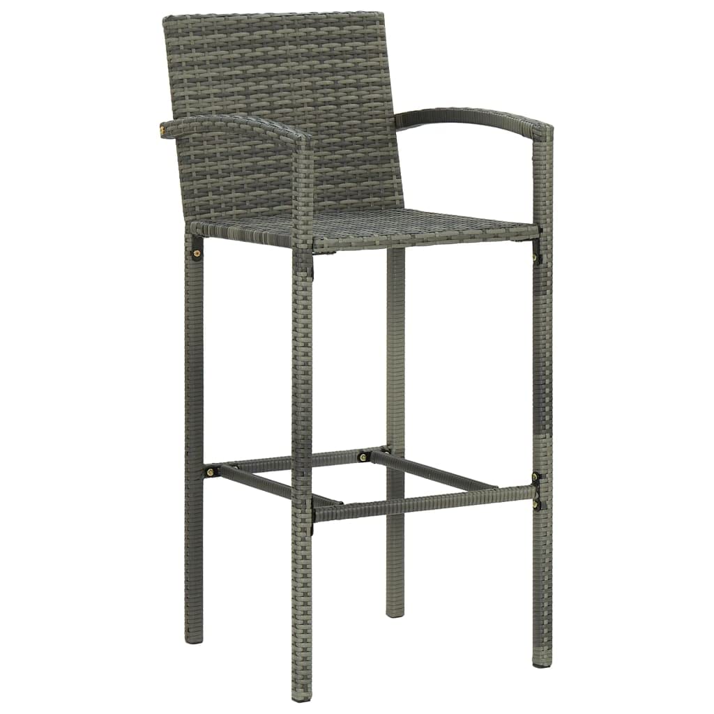 vidaXL 4X Tabourets de Bar Fauteuils de Comptoir Sièges de Pub Tabourets de Comptoir Fauteuils de Pub Sièges de Bistro Gris Résine Tressée