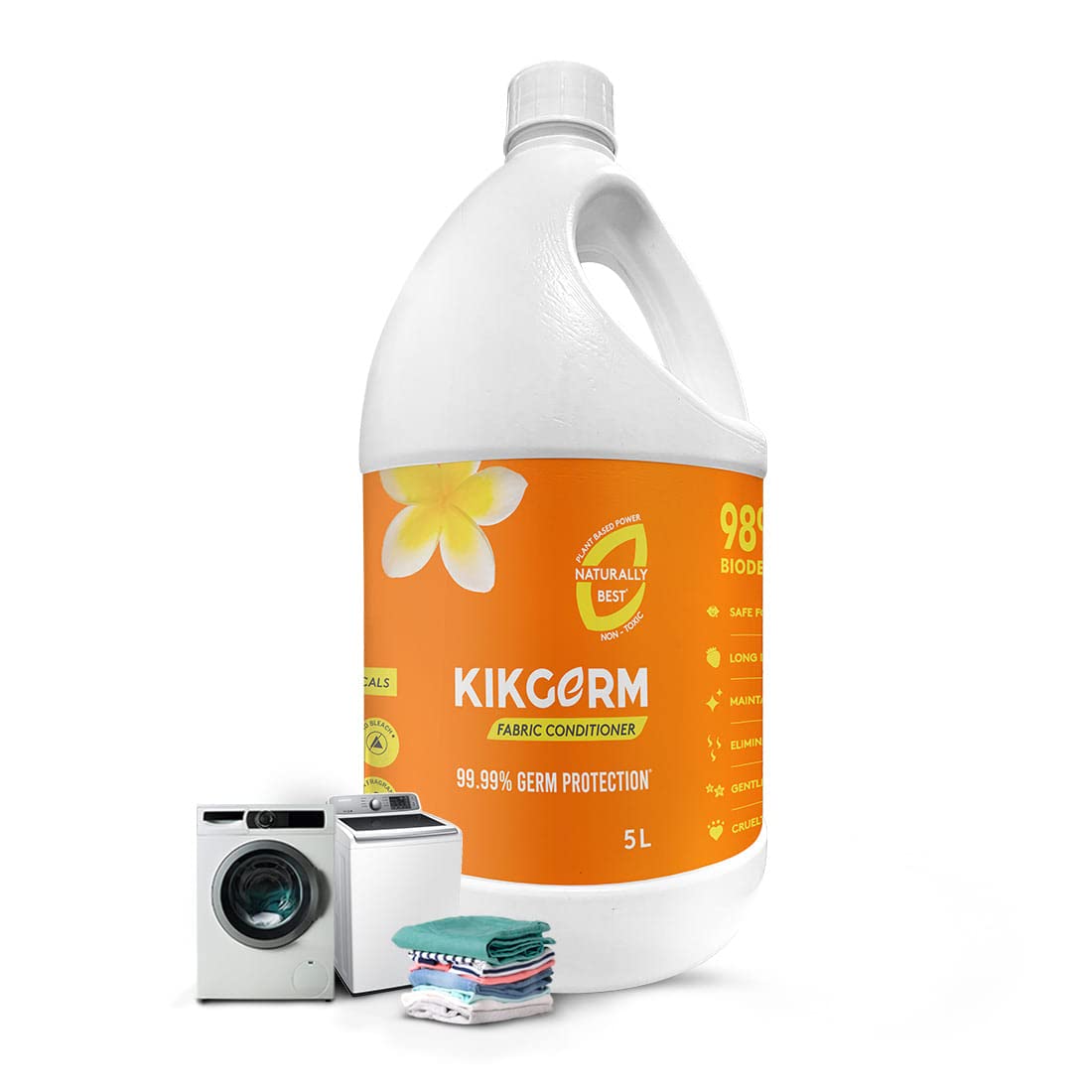 Kikgerm Plant Based Fabric Conditioner & Fabric Softener - Natural, Eco-friendly, Non-toxic, Chemical-free, Biodegradable - Kids Safe, Skin Safe - Long Lasting Fragrance & Softness - 5 Litre (B0BX3SBHR8) Amazon Price History, Amazon Price Tracker