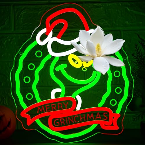 Christmas Wreath Neon Sign for Wall Decor Christmas LED Light for Man Cave