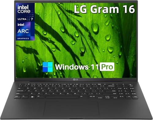 LG Gram 16 タッチスクリーンノートパソコン、AI対応インテル Ultra 7 155Hプロセッサー、Intel Arc Graphics、16インチ 2K IPS WQXGAディスプレイ、32GB LPDDR5X RAM 2TB SSD、Wi-F