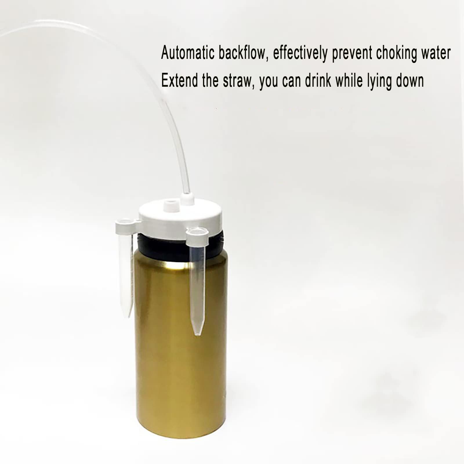 Vasos a prueba de derrames para adultos, vaso de alimentación convaleciente para pacientes postrados en cama, vaso térmico de acero inoxidable con pajita de 0,8 m, 3-5 horas térmico, para adultos