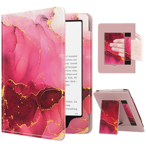 MoKo Case for 7'/6.8' Kindle Paperwhite(12th/11th Generation-2024/2021) and Kindle Colorsoft Signature Edition, Slim PU Shell Cover Case with Auto-Wake/Sleep for Kindle Paperwhite 2024, Rose Purple