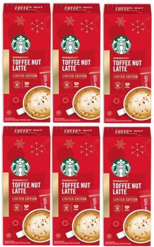 STARBUCKS Toffee Nut Latte Instant Coffee x4 Sachets Christmas Seasonal Limited Edition (Pack of 6 Total 24 Sticks)