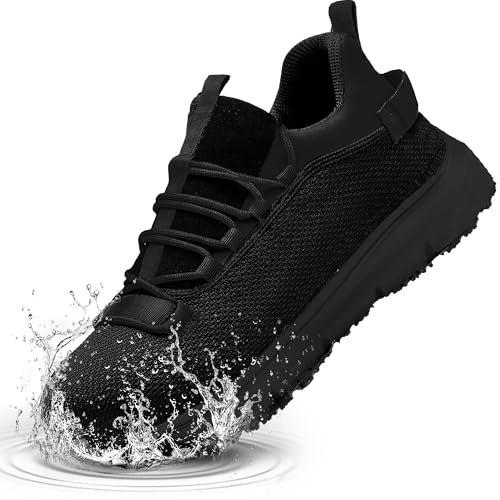 Image of Waterproof Steel Toe Shoes for Men Women Work Shoe Lightweight Safety Sneakers Comfortable Puncture Proof Shoe Zapatos Punta de Acero para Hombres Black