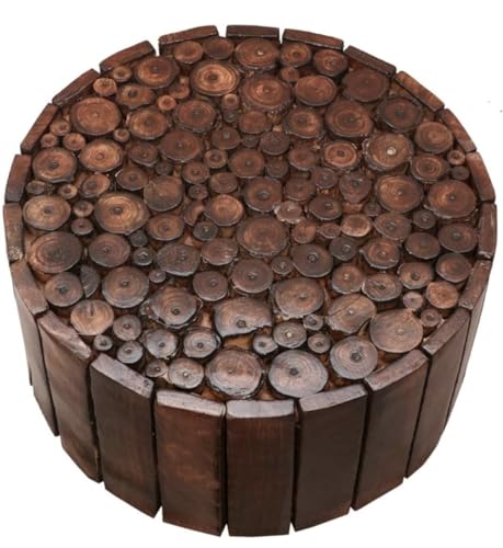 Image of Well Polished and Furnished end Table /Stool with Antique Polish Multipurpose Coffee Stand Table (Round Gitti, 12 Inches)