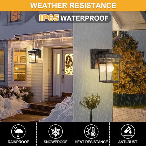 Image of Porch Light with GFCI Outlet Built in, Dusk to Dawn Outdoor Lighting with Outlet, Waterproof Anti-Rust Alunmium Exterior Wall Mount Fixture, Outside Light for House Garage Front Door, Bulb Included
