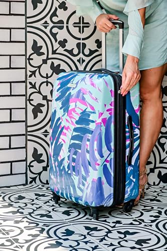 Image of American Tourister Moonlight Hardside Expandable Luggage with Spinner Wheels, Palm Trees, Carry-On 21-Inch