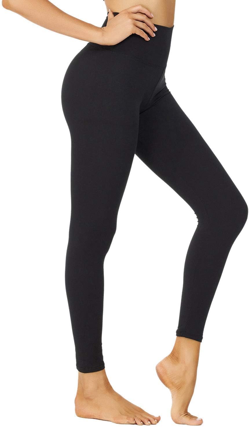 High Waisted Leggings for Women - Buttery Soft Tummy Control Yoga Pants for Workout, Running - Reg & Plus Size, Large-X-Large (Black)