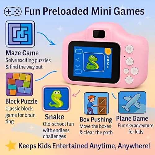 Image of Zepplay Kids Camera | 1080P HD Video & Photos | 2-Inch Screen | Selfie Toy Camera for Boys & Girls | USB Rechargeable | Birthday Gift for Kids Age 3-12 Years