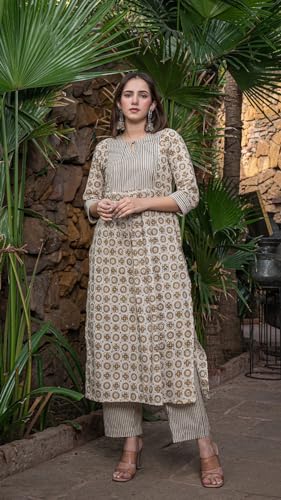 Fabnex Kurta Set For Women | Women Kurta Set With Dupatta | Women Kurta Sets Kurtis | Women Kurta Pant Set (K-41-Brown-M)