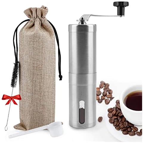 Manual Coffee Grinder,UNIFUN Burr Coffee Crinder Stainless Steel with Adjustable Ceramic Conical Burr, Hand Crank Mill, Compact Size Perfect for Your Home, Office or Travelling Cover