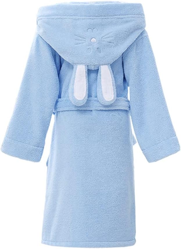 XUEMML Boys Girls Bathrobe Soft Towel Hooded Robe Terry Cloth Cotton Bathrobe，Unisex Cotton Highly Absorbent Bathrobe (Color : White, Size : 5-6)