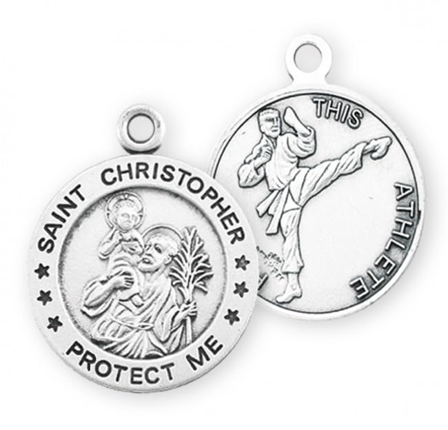Tiley & Bells Saint Christopher Round Sterling Silver Martial Arts Male Athlete Medal3