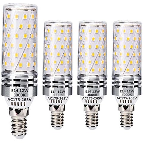 E14 LED Corn Bulbs 12W Equivalent to 100W Halogen Bulbs, E14 Warm White Led Bulb 3000K, Small Edison Screw LED Light Bulbs, No Flicker, No Dimmable, 1400LM, AC 230V,4 Pack Cover