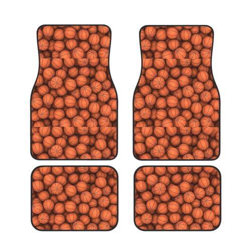 Alfombrillas de coche baloncesto naranja, juego de 4 piezas antideslizantes de neopreno