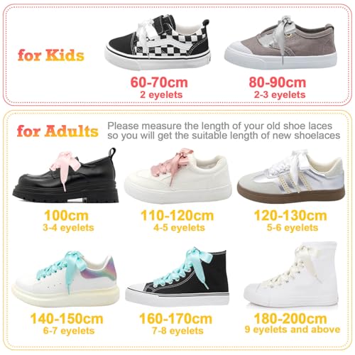 Image of Flat Satin Ribbon Shoelaces WEGOODZF 2cm Wide Shoestrings for Women Girls[2 Pair]