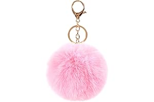Faux Fur Pom Pom Keychain, Fluffy Plush Ball Pom Charm Key Chain