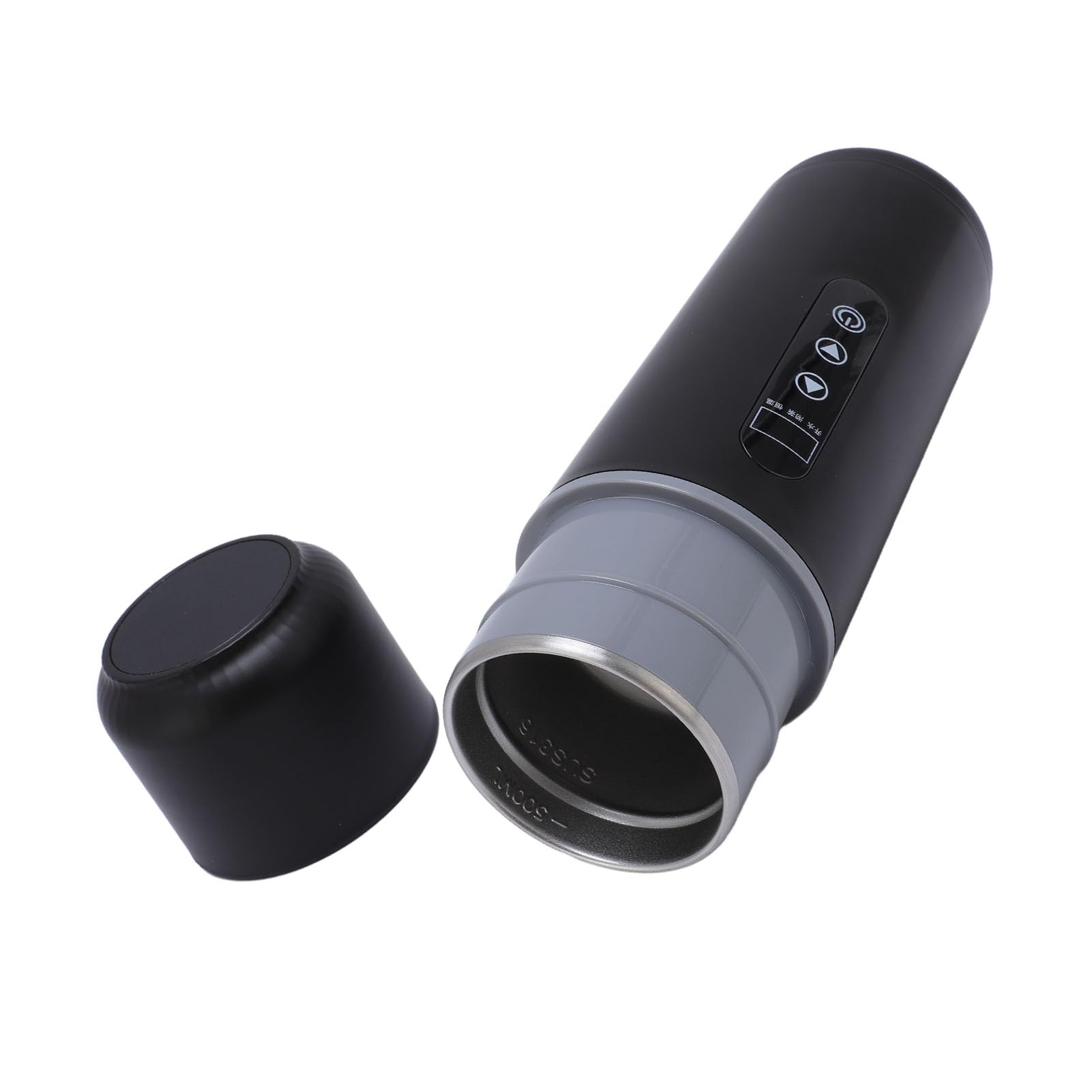 Emoshayoga Taza Calefactora Portátil para Coche, Hervidor Eléctrico de Viaje Eficiente, Caldera de Agua de 12V y 24V para Coche, Camión, Acero Inoxidable 316 para Viajes y Acampadas (Negra)