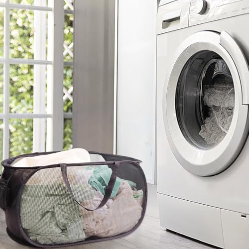 Laundry Hamper Mesh Collapsible Laundry Basket, Portable Folding Laundry Basket, 75L Pop-Up Laundry Hampers Washing Basket Bag for Bedroom Bathroom Dorm Room Toy Dirty Clothes Storage Basket(Black) - Image 7