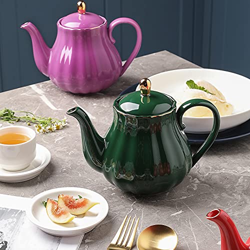 Image of Sweejar 28FLOZ Royal Teapot with Infuser,Porcelain Tea Pot(Jade) | Ceramic Tea Pot with Removable Stainless Steel Infuser, Blooming & Loose Leaf Teapot