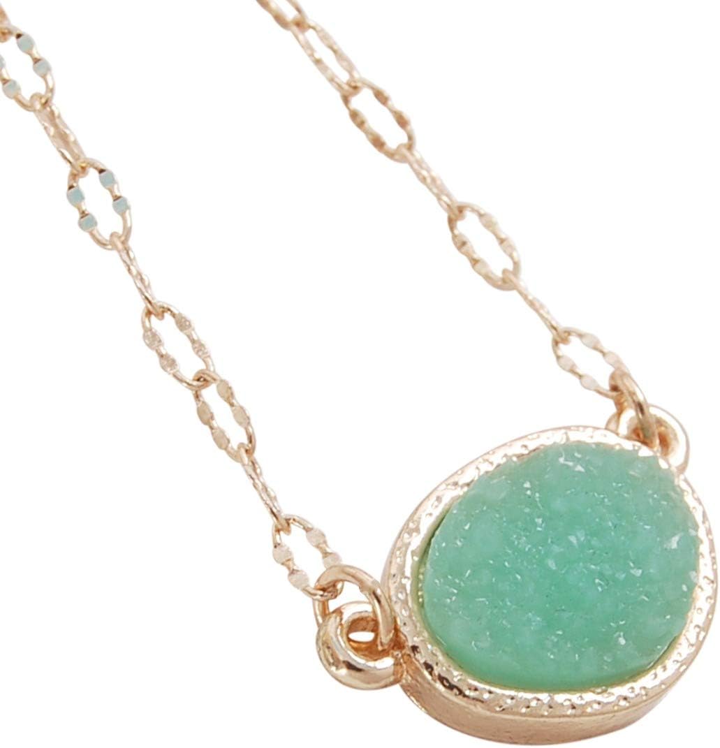 Humble Chic NY Simulated Druzy Pendant Necklace for Women with Sparkly Oval Stone - Gold, Silver, or Rose Gold Tone Chain - 16" with 3" Extender - Image 8
