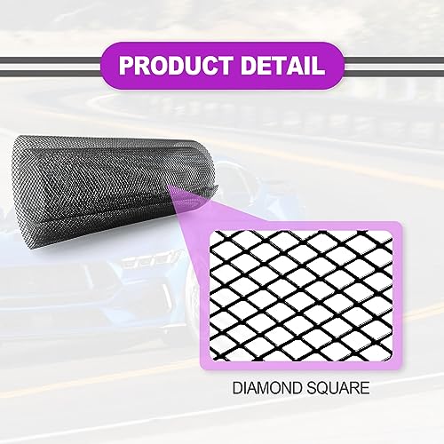 Image of Universal 40 inchx13 inch Car Grill Mesh - Aluminum Alloy Automotive Grille Insert Bumper 6x12mm Rhombic Hole, 100x33cm Automotive Grille Insert Bumper, Multifunctional Grille Mesh Roll, Fit for Car Bumper