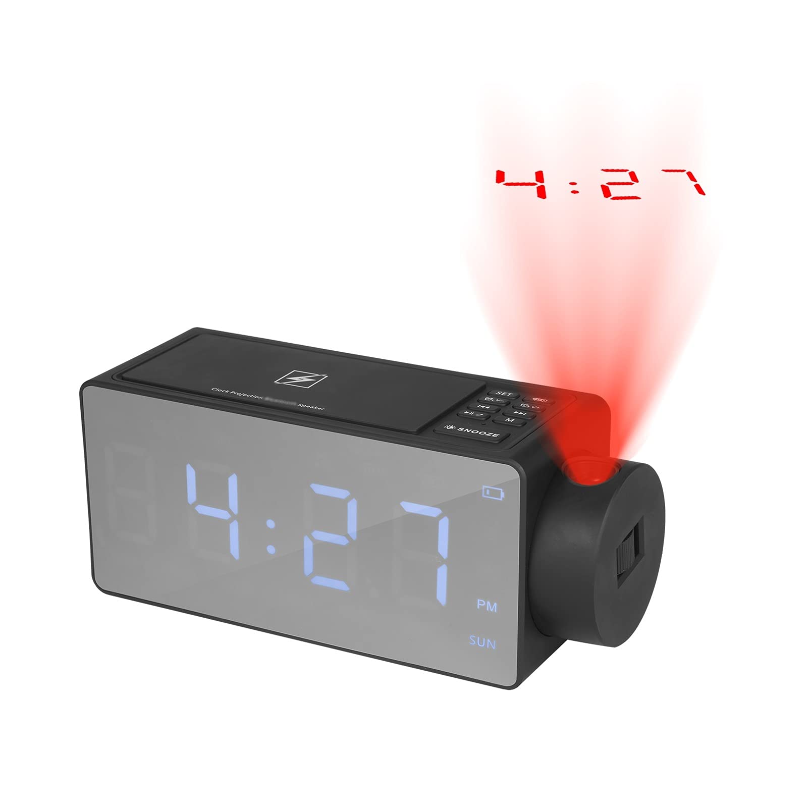 Réveil Projecteur Numérique Xnferty – Rotation 180°, Affichage Plafond/Mur, USB, Thermomètre