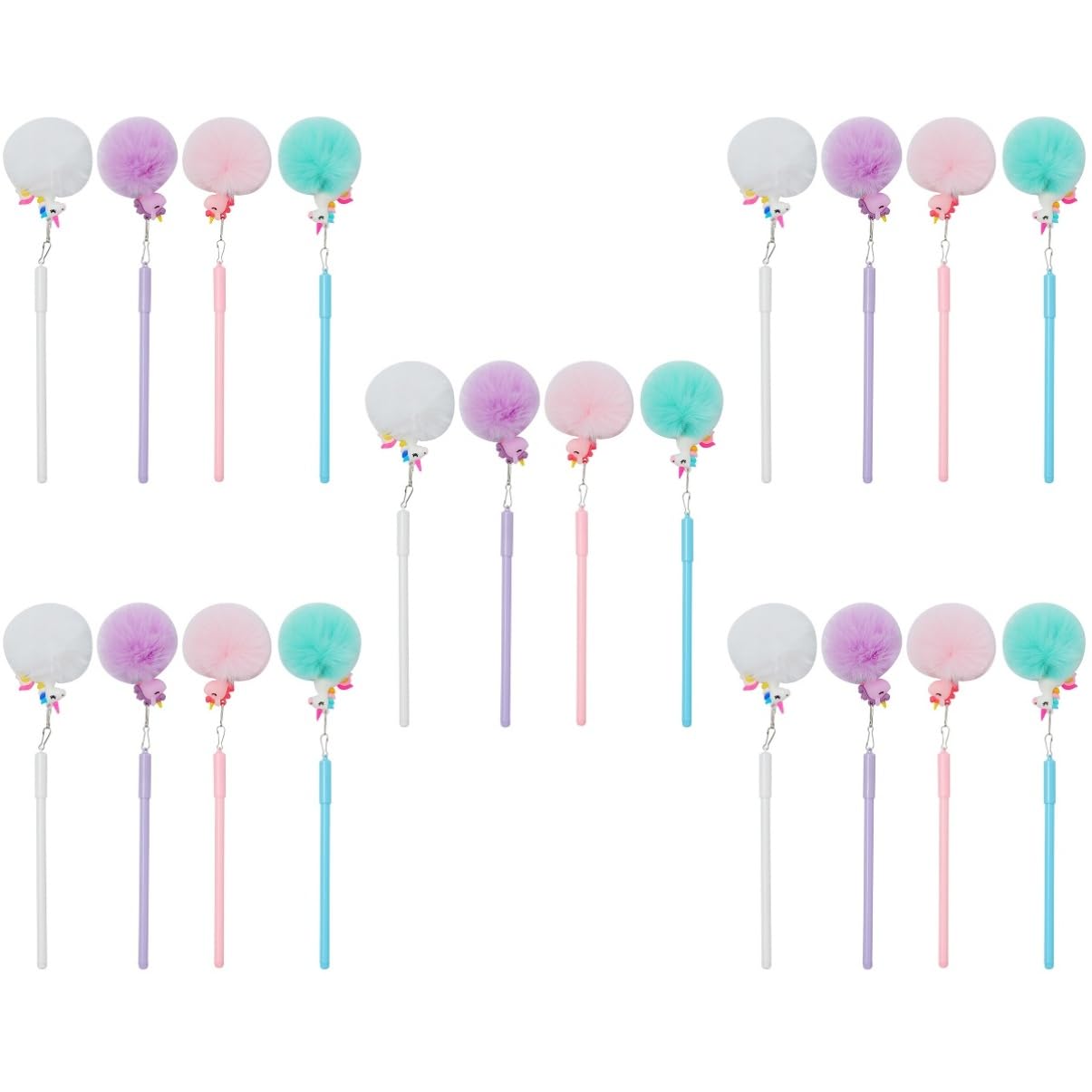 Operitacx 5 Ensembles Stylos À Écrire Pour Garçon Fille Stylos Cartoon Avec Pompons Colorés Fournitures Scolaires Kawaii Pour Élèves Pratiques Pour Filles Et Garçons 4 Pièces * 5