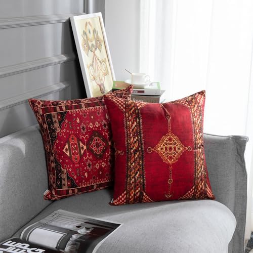 Britimes Throw Pillow Covers Geometric Kilim Moroccan Home Decor Set of 4 Oriental Ikat Pillow Cases Living Room Decorative 18 x 18 Inches Cushion Couch Sofa Pillowcases Colorful Red Tribal Britimes Throw Pillow Covers Geometric Kilim Moroccan Home Decor Set of 4 Oriental Ikat Pillow Cases Living Room Decorative 18 x 18 Inches Cushion Couch Sofa Pillowcases Colorful Red Tribal