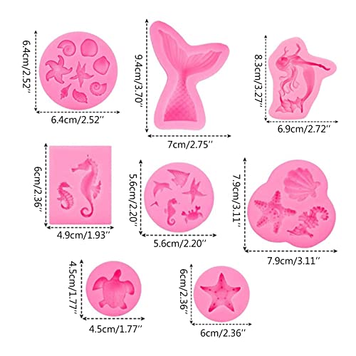 Set de 8 moldes de silicona con tema de peces marinos miniatura 6