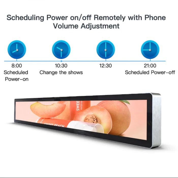Image of 49.5 Inch (1210x340mm Viewable) Ultra-Wide Stretched LCD Shelf Display | Android Bar Screen | Cloud Platform & USB Playback