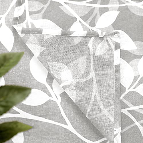 Image of XTMYI Small Door Curtains, Patterned Printed Sidelight Sheer French Door Curtains Set of 2, Light Gray and White, 36 Inch Length