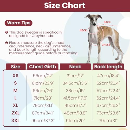 OUOBOB Windhund-Hundepullover, italienischer Windhundmantel für große Hunde, Whippet-Pullover, Rollkragen, dehnbares Strick-Sweatshirt, Größe L