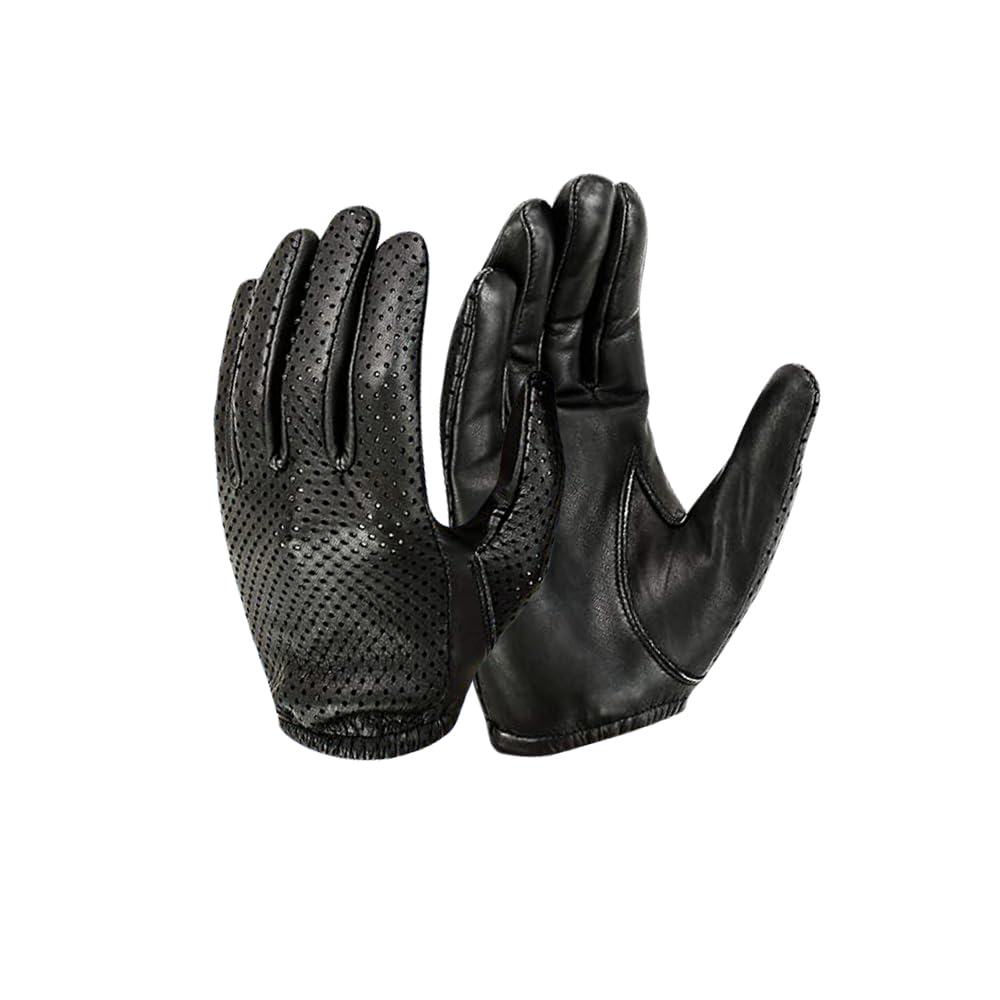 Men's Air Pro Sport Motorcycle, Driving, Police Patrol Summer Glove Water Resistant Leather (Large, Black.Touch Screen)
