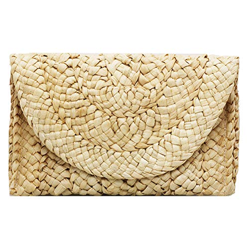 Tavie Bolso De Embrague De Paja Para Mujer Bolsos De playa Cartera De hecho A Mano tejido De Cartera Beige