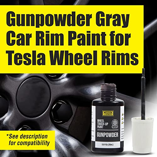 Mission Automotive Gunpowder Gray (Satin) Car Rim Paint For Tesla Wheel Rims - Gunpowder Rim Touch Up Paint Blends Well - Easy To Apply Powder Gray - Resistant Wheel Paint - Alloy Wheel Repair thumb #1