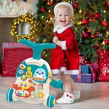 Mokshith Sit-to-Stand Learning Walker, 2 in 1 Baby Walker with Wheels, Baby Entertainment Table, Kids Early Educational Activity Center, Baby Push Walkers for Boys and Girls