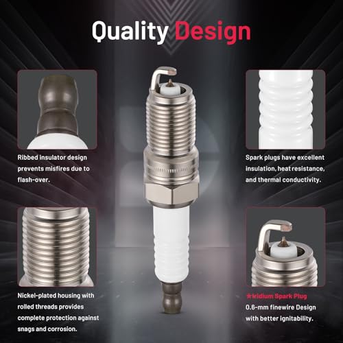 Image of BDFHYK 4056711856 Iridium Spark Plugs Compatible with Ford 1991-2008 Ranger 3.0L V6, 1990-2008 Ranger 4.0L V6, Set of 6