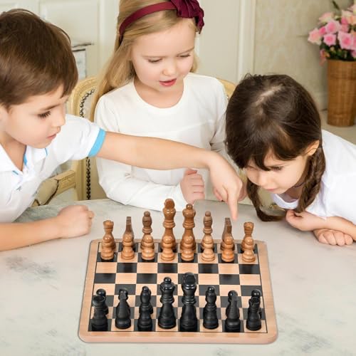 Jeu d'échecs et de dames en bois réversible pour voyage
