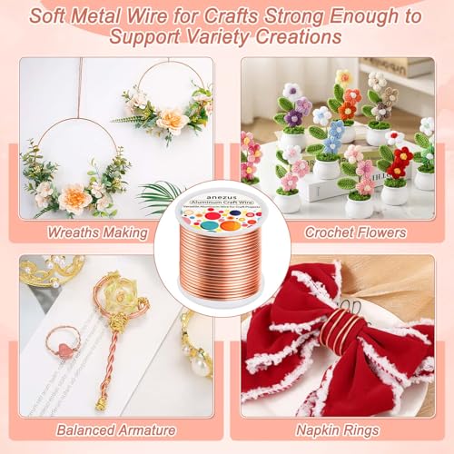 Image of Anezus 12 Gauge Craft Wire Bendable - 2mm Metal Armature Sculpting Wire for Crafting, Wreath Making, Jewelry Making, Beading, Floral (Copper, 100 Feet)