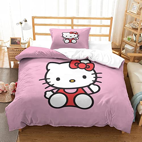 Hello Kitty Bettwäsche Set | Rosa Bettbezug 140x200 Cm + Kissenbezug 65x65 Cm