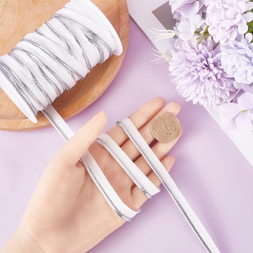 GORGECRAFT 20 Meters Silver Piping Trim with Metallic Lip Welting 12mm Wide Bias Tape Cord Edge Trim Ribbon for Sewing Clothing Pillows Lamps Draperies Home Decor Upholstery - Image 3