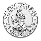 St Christopher Medal Car Saint Christopher Visor Clip Auto Visor Accessories Bless Driving Safety Religious Gift for Parent, Family, Friend, Teens, New and Old Driver (Silver)