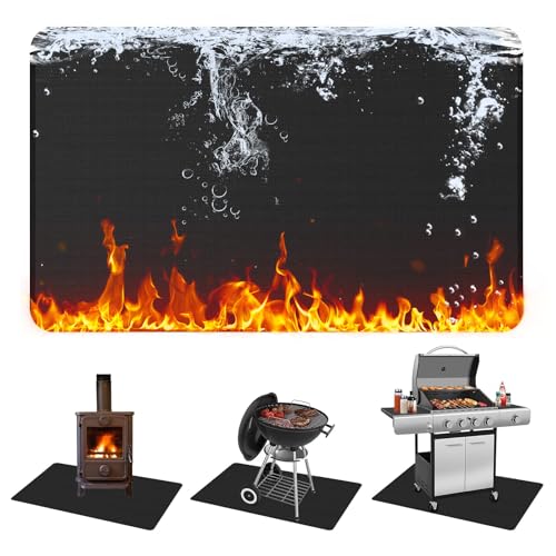 MAXTBEE 76x48in Under Grill Mats for Outdoor Grill,Waterproof,Oilproof and Fireproof Fire Pit Mat,BBQ Matt for Under Grill,Indoor Fireplace Mat?BBQ Protector for Decks and Patios