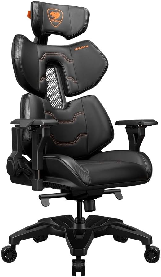 COUGAR TERMINATOR GAMING CHAIR, 4D ARMRESTS, EXTRA-LARGE ALUMINUM WHEELBASE, PREMIUM HYPER-DURA LEATHERETTE, EXTRA-LARGE 3″ CASTERS, EXCELLENT ERGONOMICS - BLACK CGR-TER