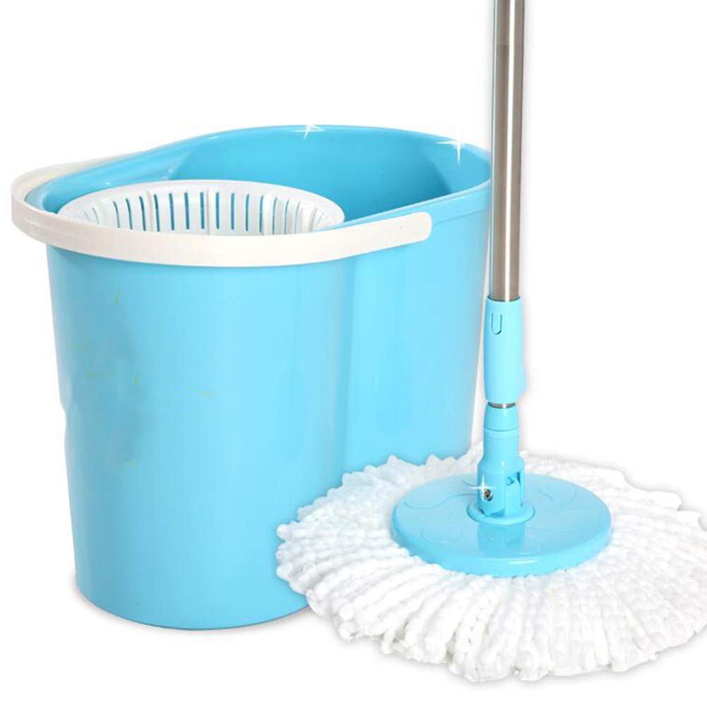 Axdwfd Wischmop Drehen Nass und trocken Handdruck Automatische Dehydrierung Putzeimer, Blau